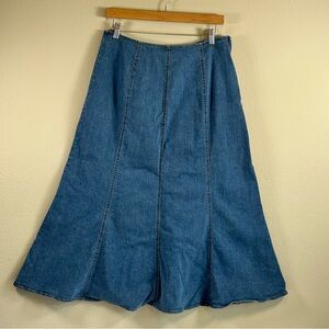 Susan Bristol Denim‎ A-Line Midi Skirt Size 10 Cottagecore Boho Western Casual